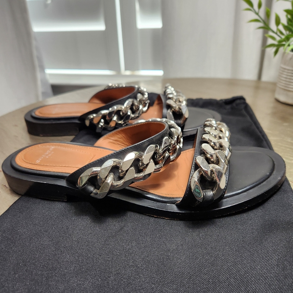 Givenchy Black and Silver Chain Sandals - Picture 6 of 11